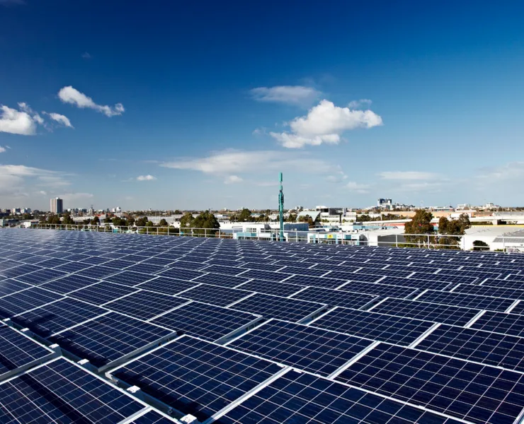 rooftop full of solar panels