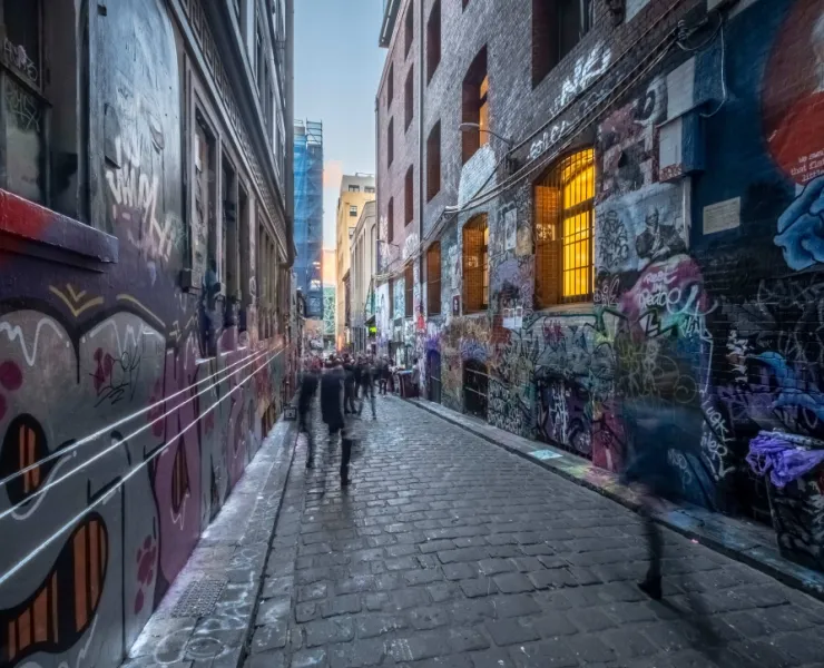 Laneway with street art and graffiti