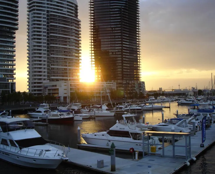 Boats berthed at Yarra's Edge marina