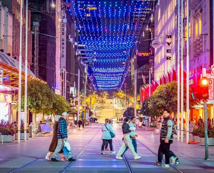 Bourke Street Mall at night