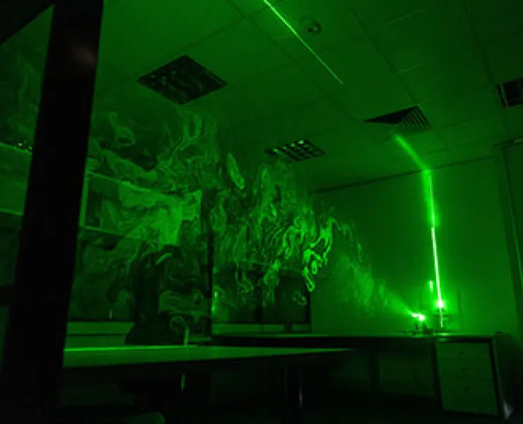 Lab test showing airflow using water vapour