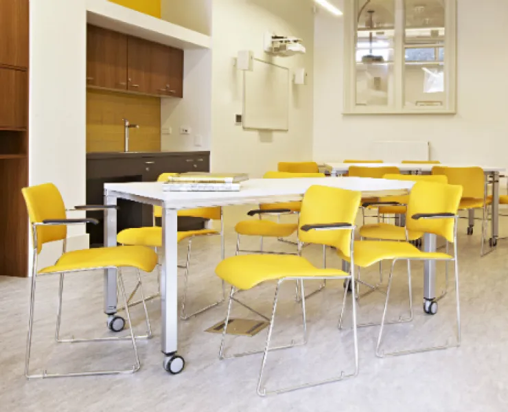 tables and chairs in kathleen syme activity rooms 1 and 2 