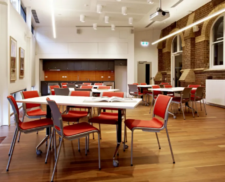 tables and chairs in kathleen syme multi-purpose room 1