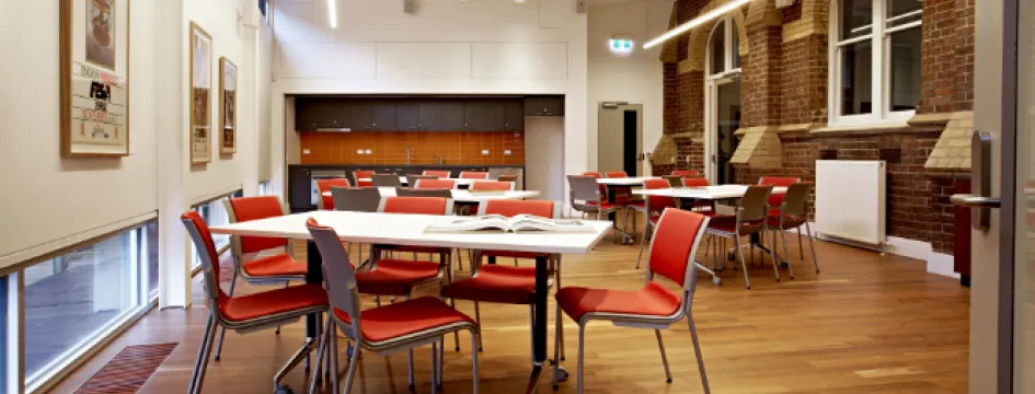 tables and chairs in kathleen syme multi-purpose room 1