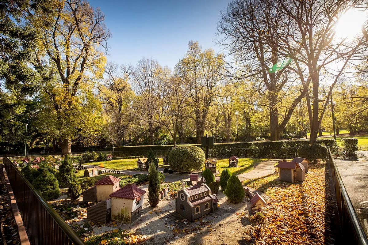 Model houses and a garden in a park