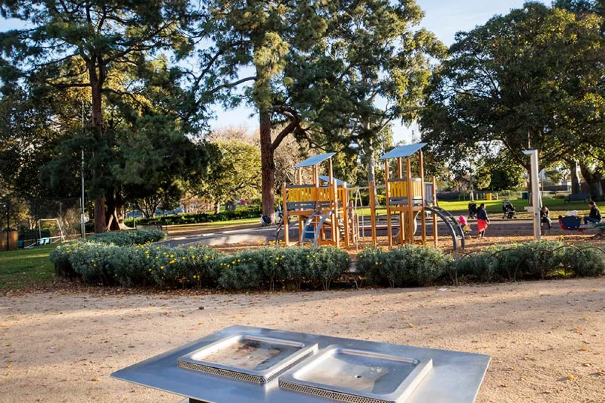 An electric barbecue in a park