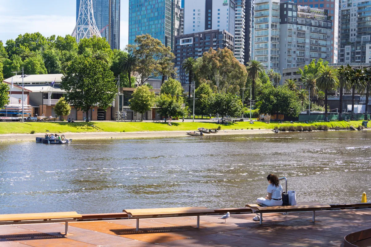 Overwater boardwalk and seating at the Birrarung Marr Precinct