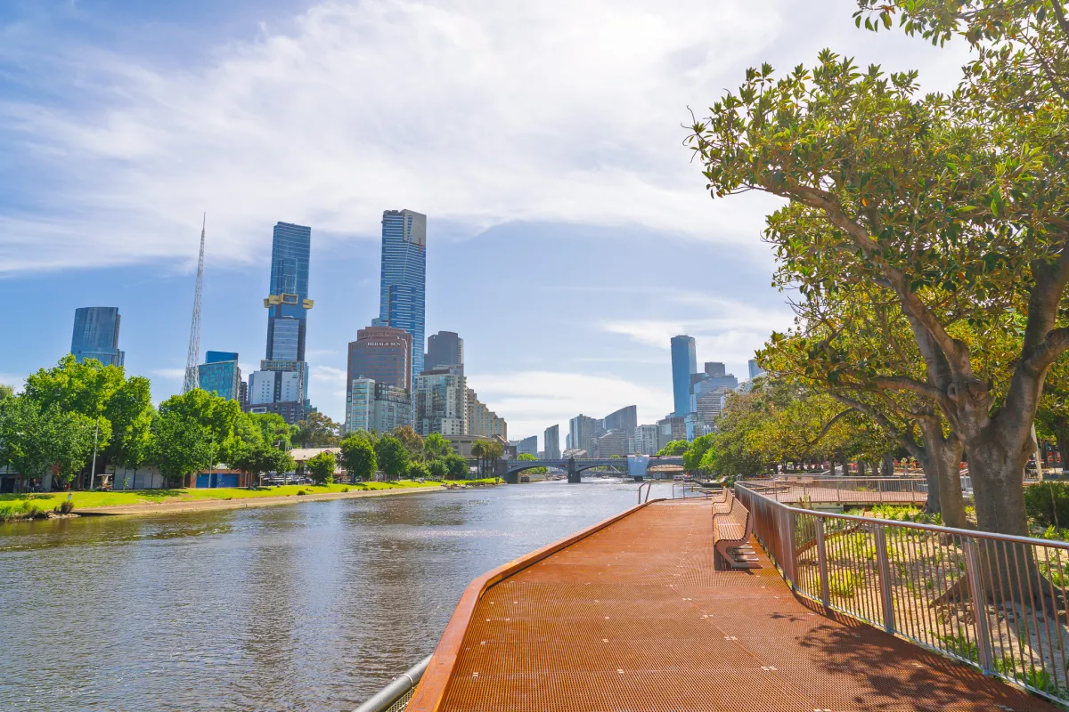New boardwalk and seating at the Birrarung Marr Precinct